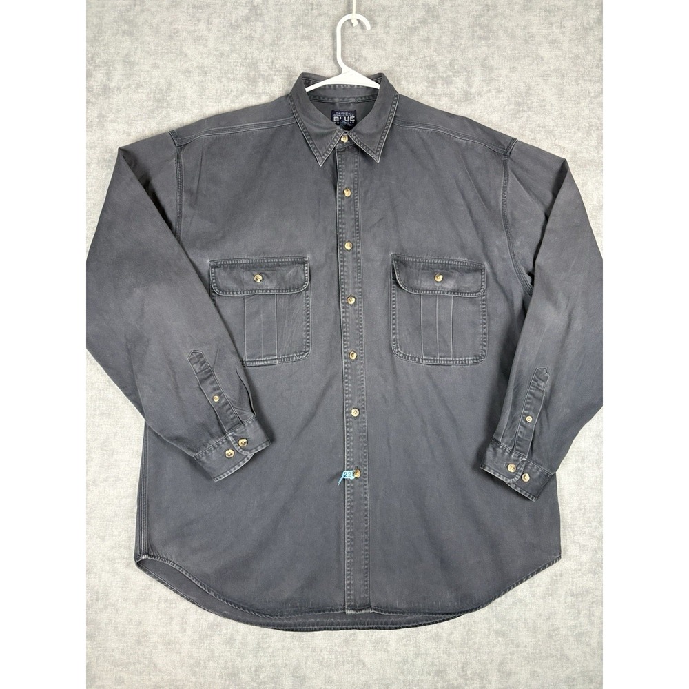 Original Structure Blue Workwear Shirt XL Gray Cotton Hong Kong Button Up